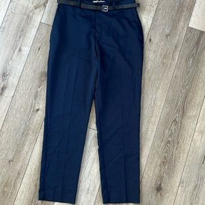 MANGO "The Regular Trousers" Navy Blue High Waist Suit Pants New